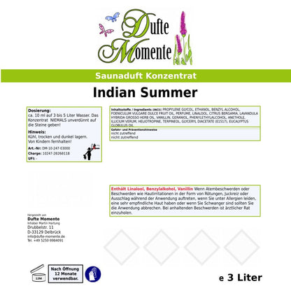 Saunaduft Etikett 3 Liter Indian Summer