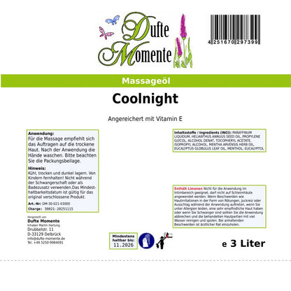 3 Liter Etikett Massageöl Coolnight
