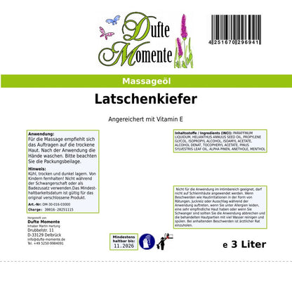 3 Liter Etikett Massageöl Latschenkiefer