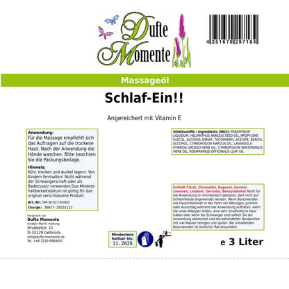 3 Liter Etikett Massageöl Schlaf ein