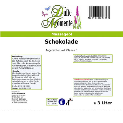 3 Liter Etikett Massageöl Schokolade