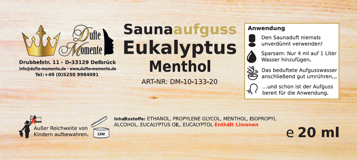 Etikett 20ml Eukalyptus-Menthol