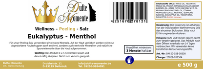Eukalyptus-Menthol - 500g Salz Körperpeeling, mit BIO-Meersalz