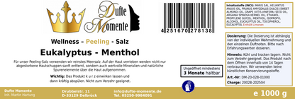 Eukalyptus-Menthol - 1 kg Salz Körperpeeling, mit BIO-Meersalz
