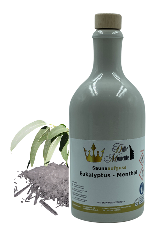 Saunaduft Konzentrat Flasche aus Steinzeug  500 ml Euka - Menthol