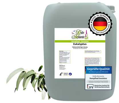 Dampfbad-Emulsion Eukalyptus | Gebrauchsfertig & DVN-Zertifiziert für Dein Home-Spa | 3L, 5L, 10L