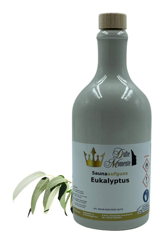 Saunaduft Konzentrat Flasche aus Steinzeug  500 ml Eukalyptus