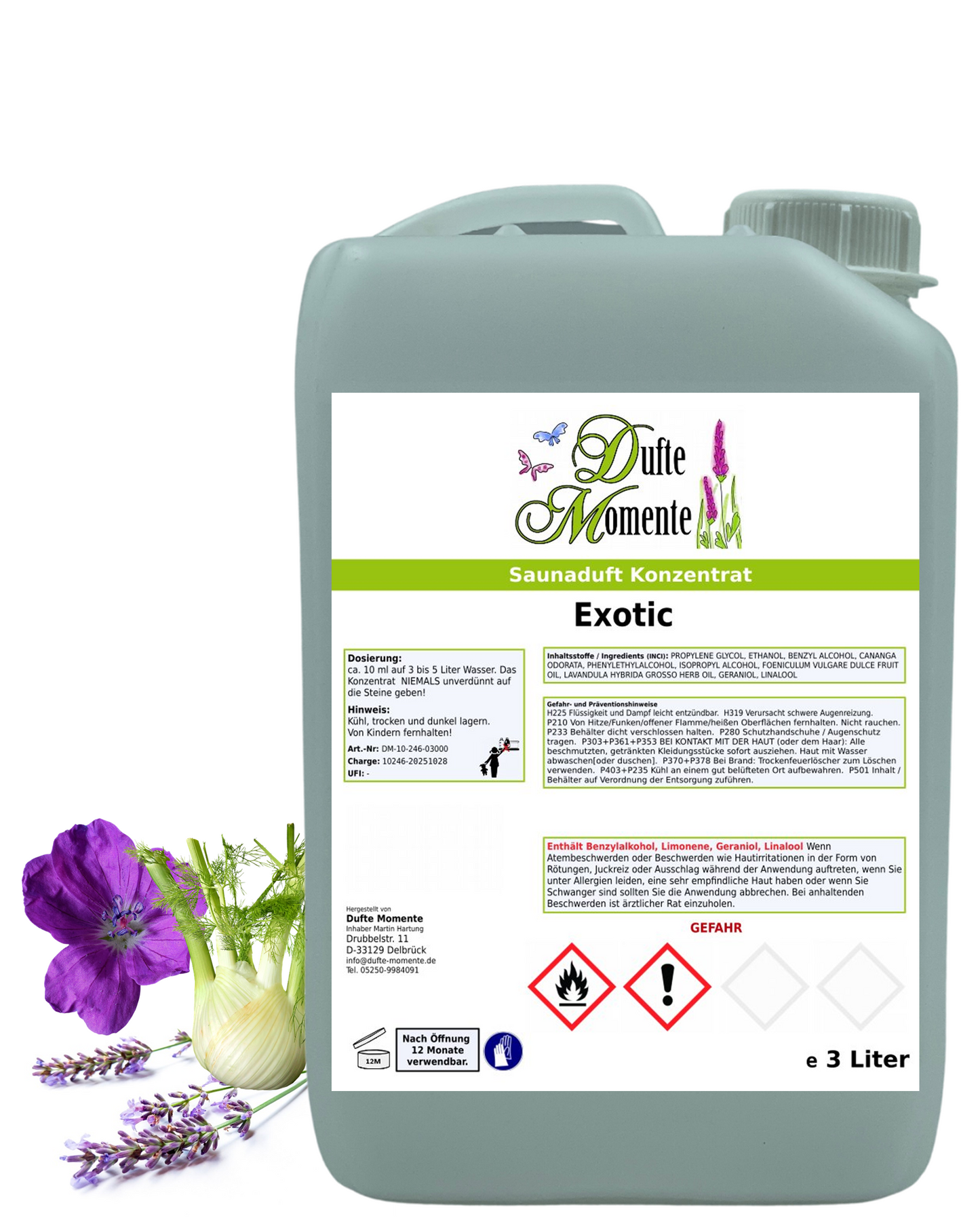 Saunaduft Exotic in 3 Liter Kanister mit Duftbestandteilen
