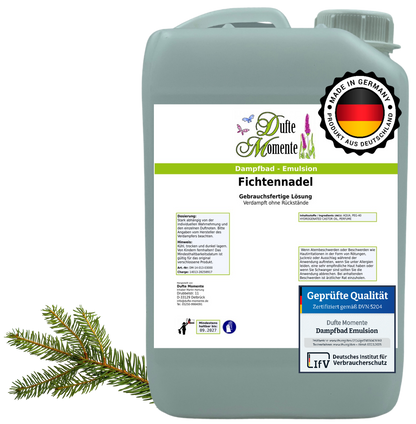 Dampfbad-Emulsion Fichtennadel | Gebrauchsfertig & DVN-Zertifiziert für Dein Home-Spa | 3L, 5L, 10L