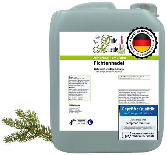 Dampfbad-Emulsion Fichtennadel | Gebrauchsfertig & DVN-Zertifiziert für Dein Home-Spa | 3L, 5L, 10L