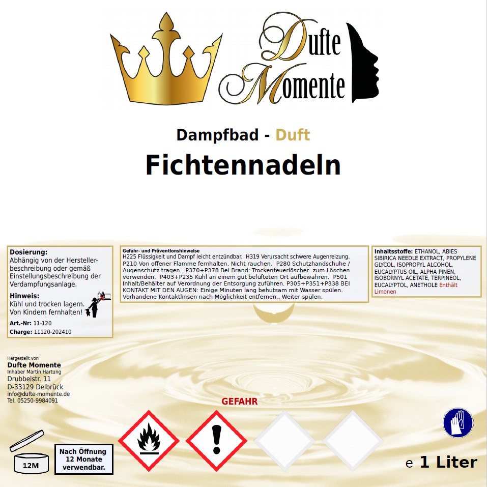 Dampfbad Duft Konzentrat Etikett Fichtennadeln
