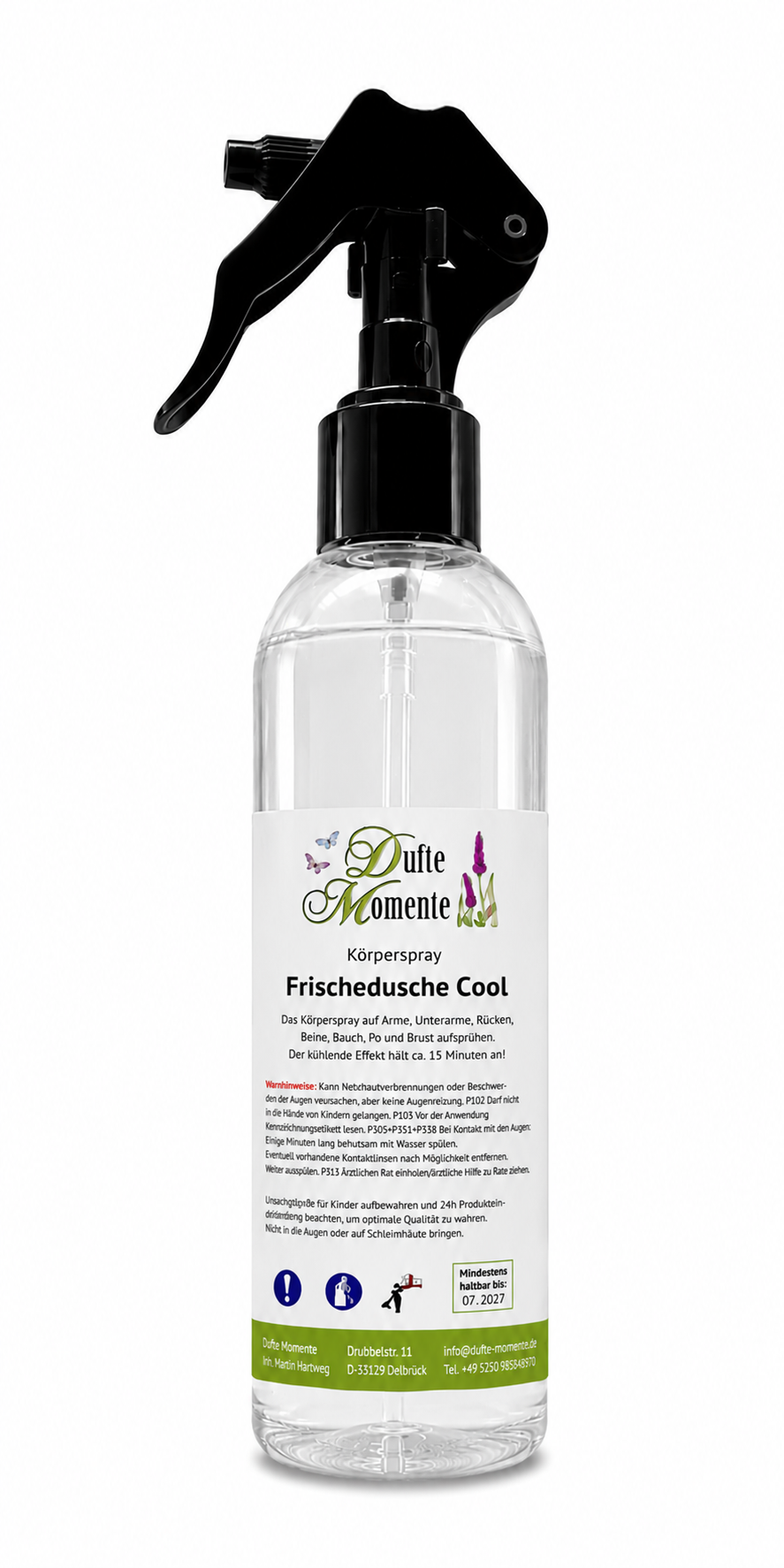 Einreibung Body Splash Frischedusche Cool - 250ml, mit Kampfer und Menthol