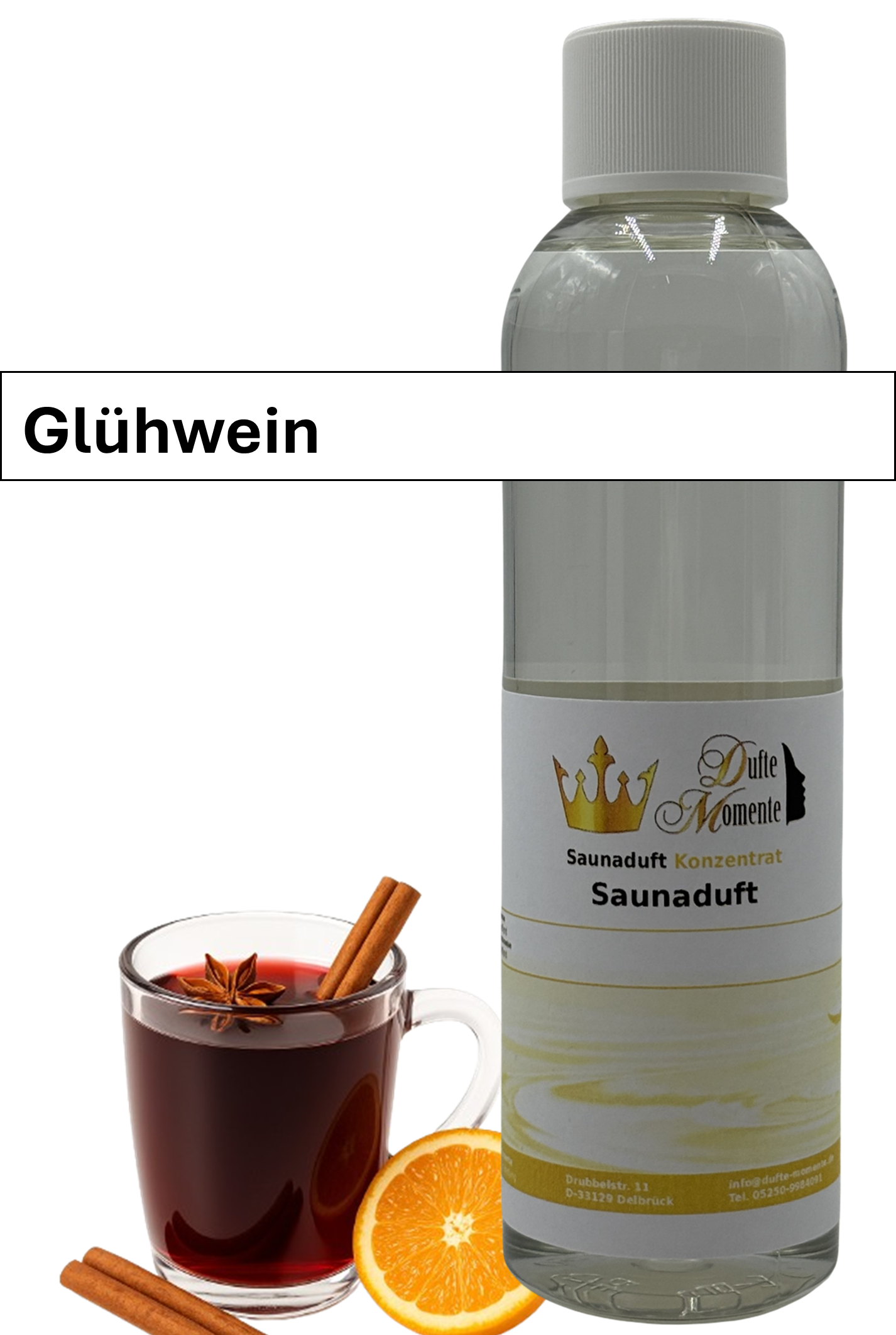 Saunaaufguss glühwein in 250ml Flasche mit Duftbanner