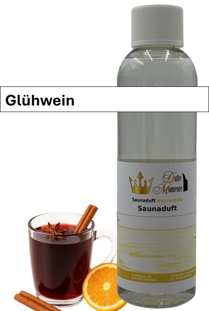 Saunaaufguss glühwein in 250ml Flasche mit Duftbanner