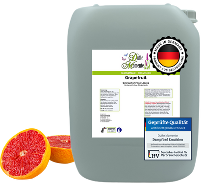 Dampfbad-Emulsion Grapefruit | Gebrauchsfertig & DVN-Zertifiziert für Dein Home-Spa | 3L, 5L, 10L