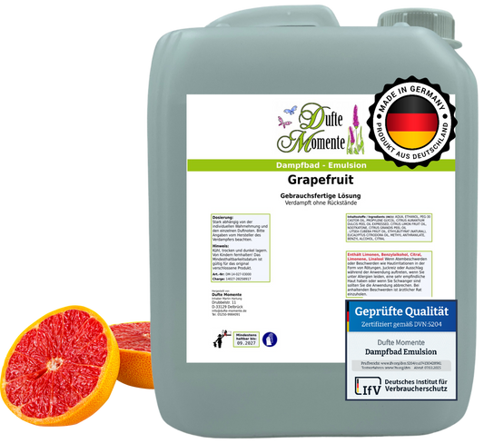 Dampfbad-Emulsion Grapefruit | Gebrauchsfertig & DVN-Zertifiziert für Dein Home-Spa | 3L, 5L, 10L