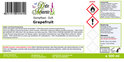Dampfbadduft Konzentrat Etikett 500 ml Grapefruit
