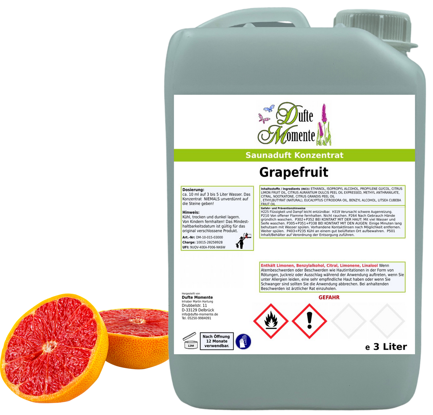 Grapefruit Saunaaufguss-Konzentrat | 250 ml – 3 L | Fruchtig & Erfrischend