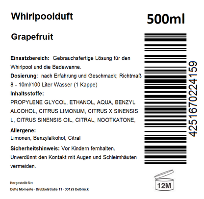 Whirlpoolduft 500 ml Etikett Grapefruit