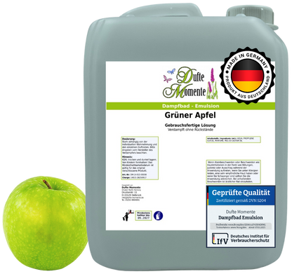 Dampfbad-Emulsion Grüner Apfel | Gebrauchsfertig & DVN-Zertifiziert für Dein Home-Spa | 3L, 5L, 10L