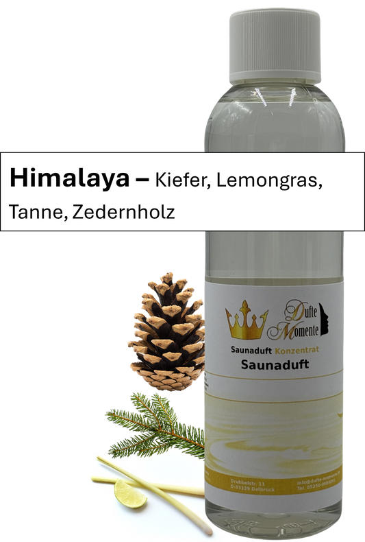 Saunaaufguss himalaya in 250ml Flasche mit Duftbanner