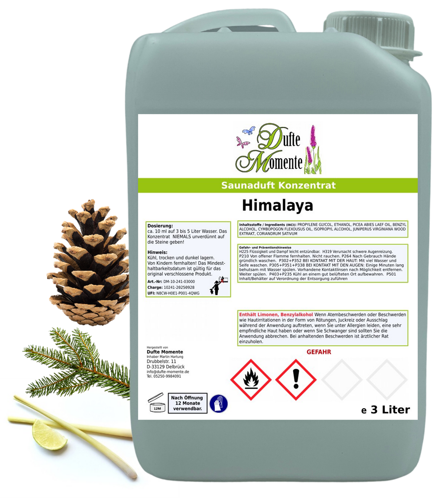 Himalaya Saunaaufguss-Konzentrat | 250 ml – 3 L | Edeltanne, Kiefernnadel, Lemongras & Zedernholz