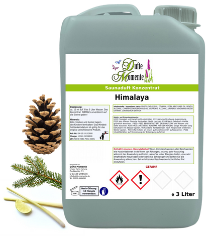 Himalaya Saunaaufguss-Konzentrat | 250 ml – 3 L | Edeltanne, Kiefernnadel, Lemongras & Zedernholz