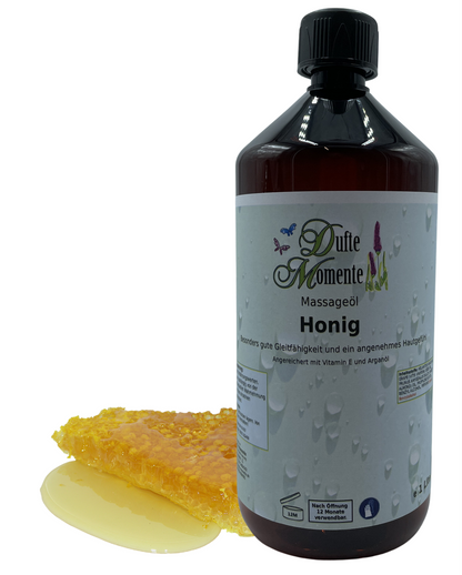 Massageöl 1 Liter Honig mit visualisierten Bestandteilen