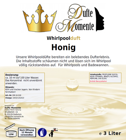 Whirlpoolduft 3 Liter Etikett Honig