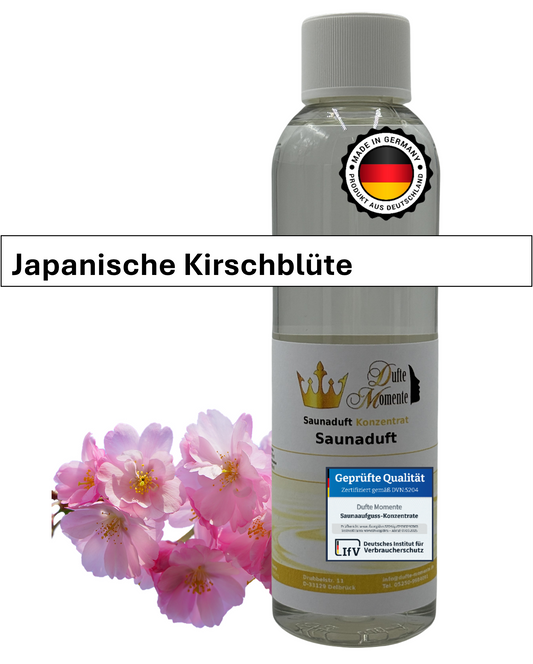 Saunaduft Kirschblüte in 250ml Flasche mit Duftbestandteilen und Duftbanner