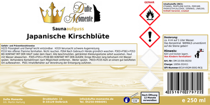 Saunaduft Konzentrat 250 ml Etikett Japanische Kirschblüte