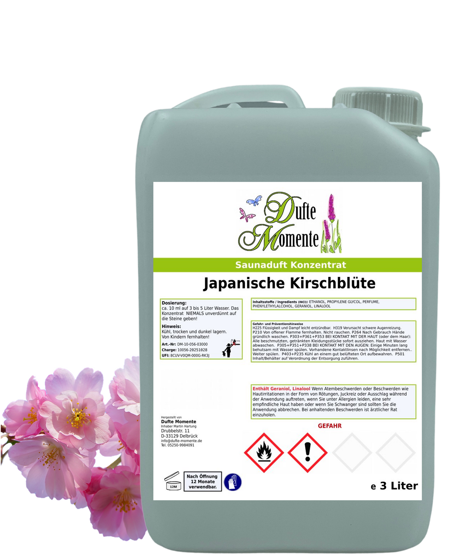 Saunaduft Kirschblüte in 3 Liter Kanister mit Duftbestandteileniter