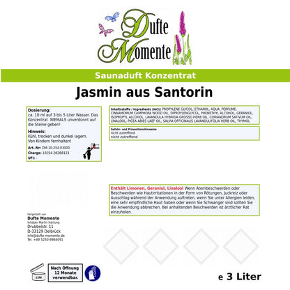 Jasmin Saunaduft Etikett 3 Liter