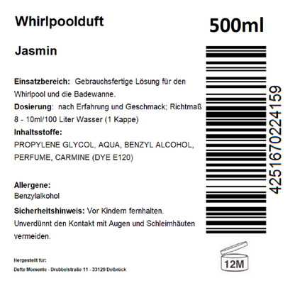 Whirlpoolduft 500 ml Etikett Jasmin