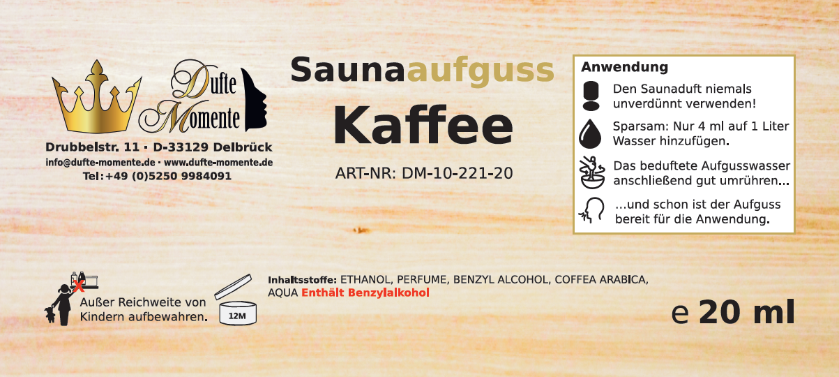 Etikett 20ml Kaffee