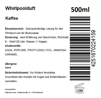 Whirlpoolduft 500 ml Etikett Kaffee