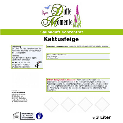 Saunaduft Kaktusfeige Etikett 3 Liter
