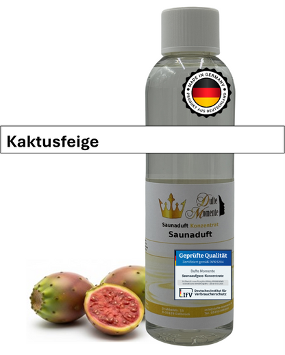 Saunaduft Kaktusfeige in 250ml Flasche mit Duftbestandteilen und Duftbanner
