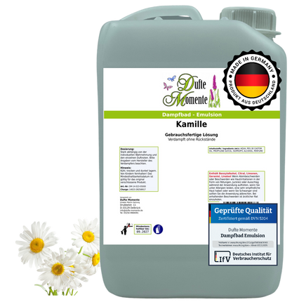 Dampfbad-Emulsion Kamille | Gebrauchsfertig & DVN-Zertifiziert für Dein Home-Spa | 3L, 5L, 10L