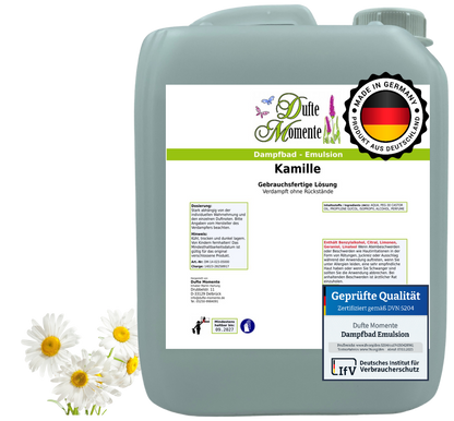 Dampfbad-Emulsion Kamille | Gebrauchsfertig & DVN-Zertifiziert für Dein Home-Spa | 3L, 5L, 10L