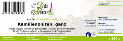 Getrocknete Kräuter Etikett 250g Kamillenblüten ganz