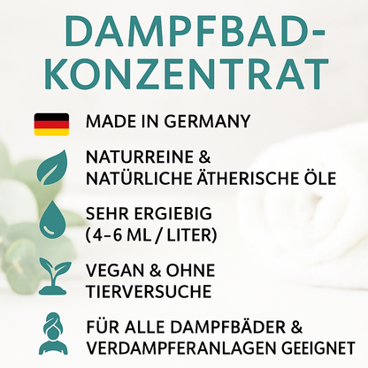 Liste der Vorteile des Dampfbad Konzentrat (Details in der Produktbeschreibung)