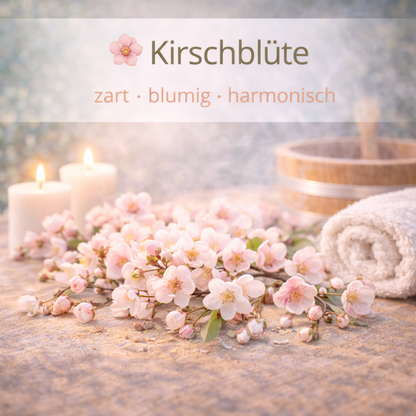 Moodbild Kirschblüte mit Saunaelementen