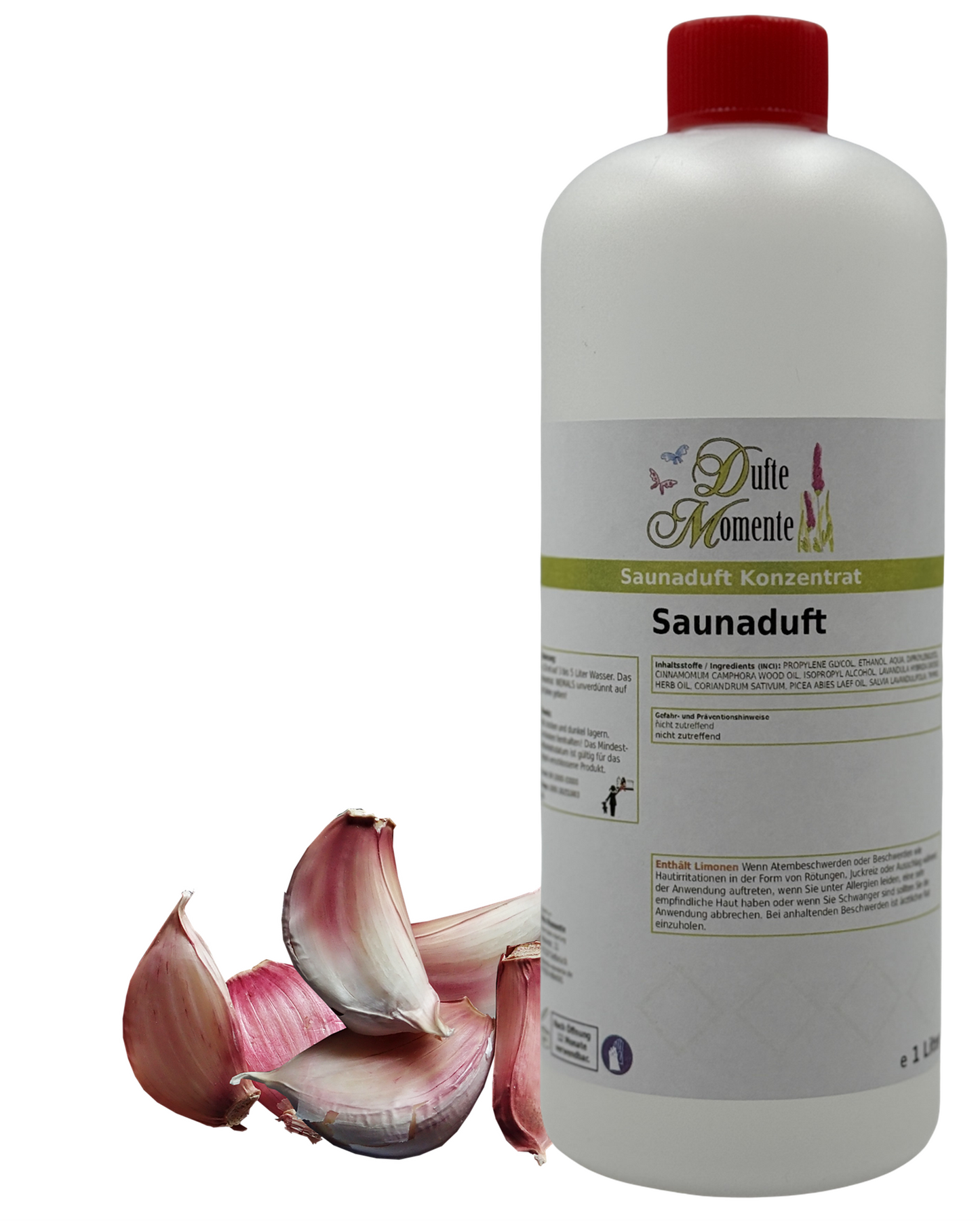Saunaduft Knoblauch in 1000ml Flasche mit Knoblauch