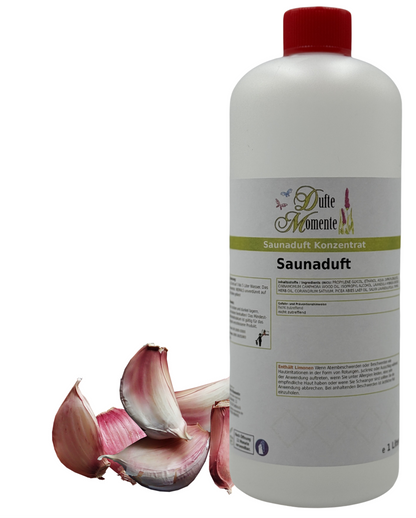 Saunaduft Knoblauch in 1000ml Flasche mit Knoblauch