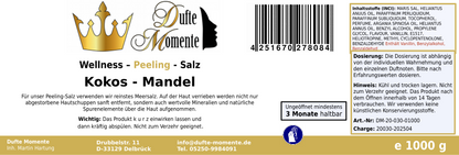 Kokos-Mandel - 1 kg Salz Körperpeeling, mit BIO-Meersalz