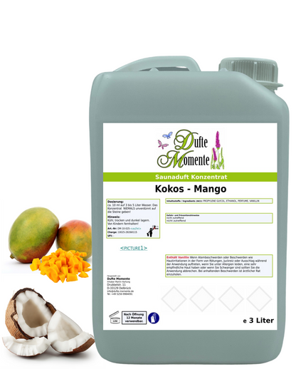 Saunaduft Kokos-Mango in 3 Liter Kanister mit Duftbestandteilen