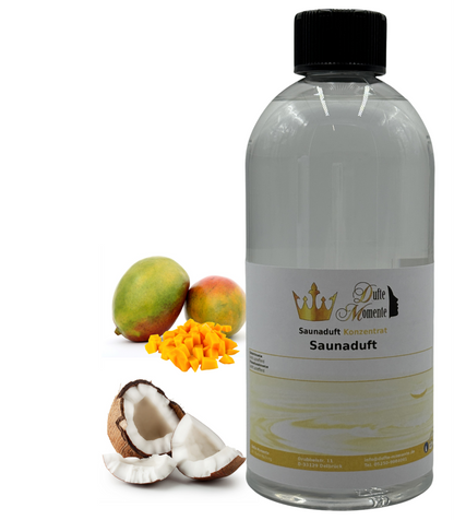 Saunaduft Kokos-Mango in 500ml Flasche mit Duftbestandteilen