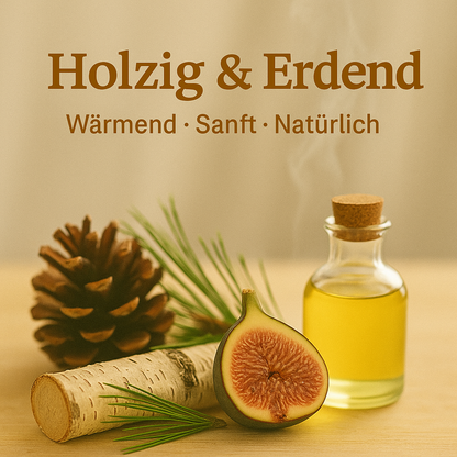 Kollektionsbild Holzig & Erdend in Saunaoptik mit Duftbestandteilen