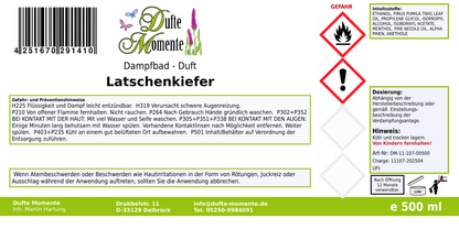 Dampfbadduft Konzentrat Etikett 500 ml Latschenkiefer
